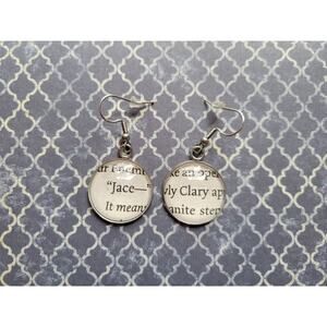 Clary and Jace pendant earrings made with Mortal Instruments book pages